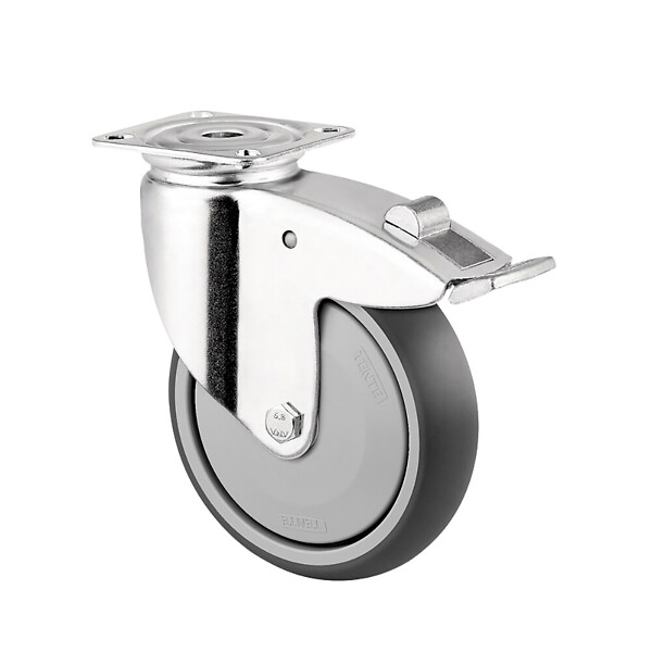 Kääntöpyörä 125mm nelikulmalaatta Tente 2477PJP125P50 jarrulla