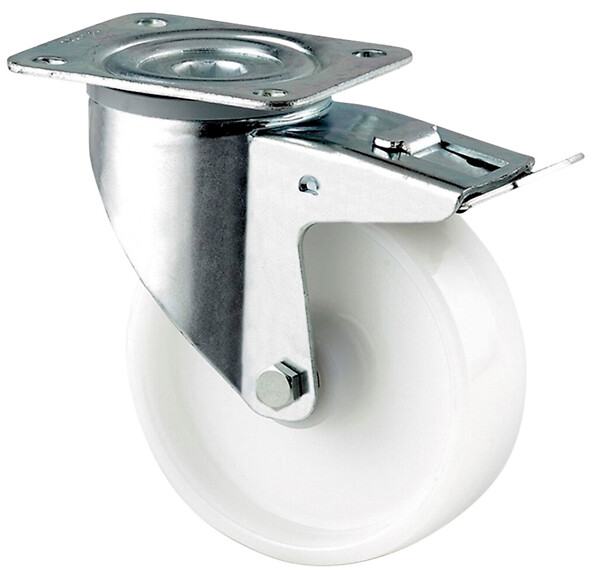 Kääntöpyörä 125mm nelikulmalaatta Tente 3477POR125P62 jarrulla