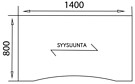 Muotokansi 1400x800x25mm valkoinen