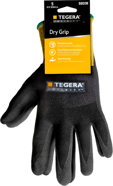 Nylonglove Tegera 8801R, size 7 nitrile/aqua PU-palm pair packed