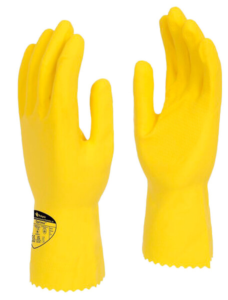 Gummihandske Optima Mediumweight, 6 flossad latex, gul, 0,55mm
