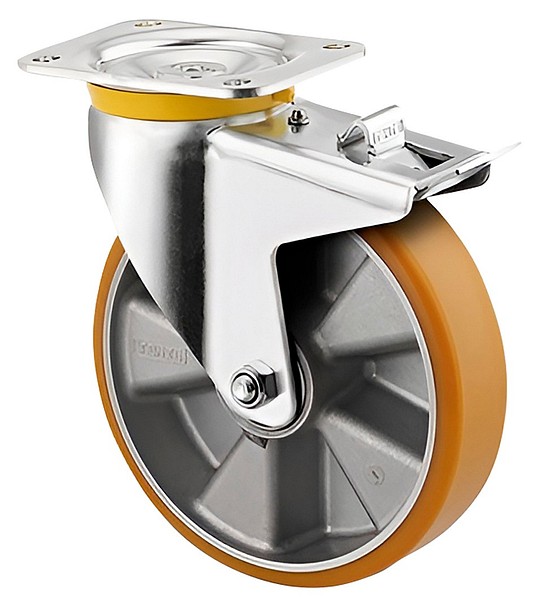 Kääntöpyörä 160mm nelikulmalaatta Tente 4687ITP160P63 Flat jarrulla