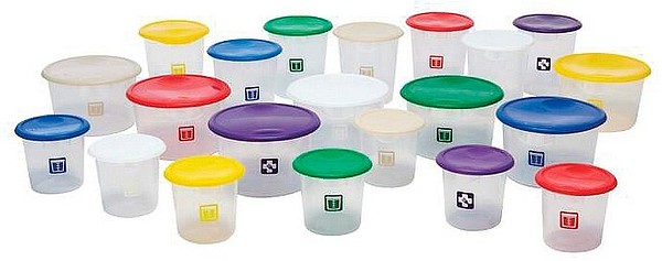 Food safe color coded round containers 3,8L - 11,4L  