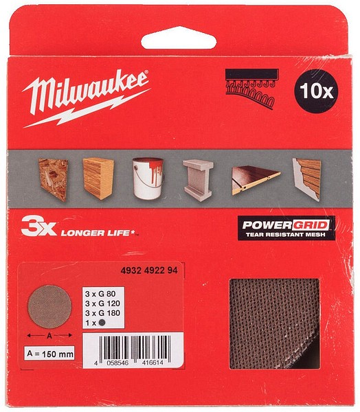 Hiomaverkkosarja 150mm 10kpl Milwaukee 4932492294