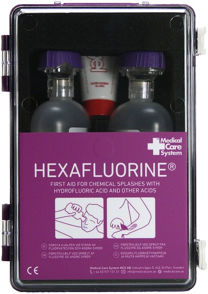 Seinäkaappi Hexafluorine MCS sis. 2x500ml, 1x40g kalsiumgluk.