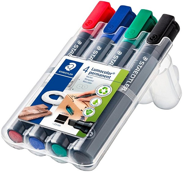 Staedtler Lumocolor 350 huopakynä Värilajitelma pun, sin, vih, mus