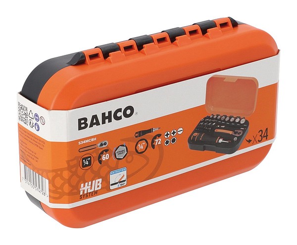 Bahco hylsysarja 1/4 34 osaa+räikkäruuvitaltta  