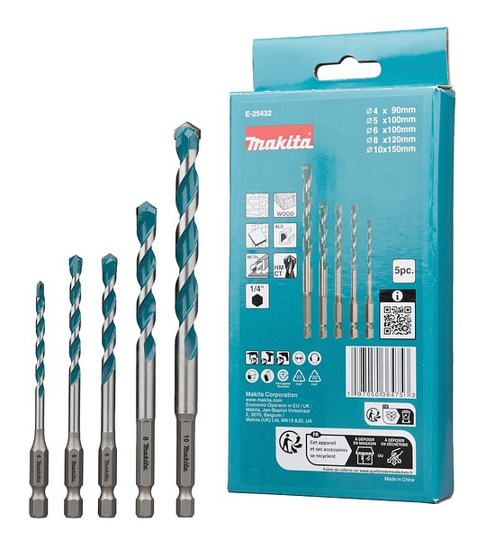 Monikäyttöporanteräsarja 1/4In 5-os Makita E-25432 12pak/ltk