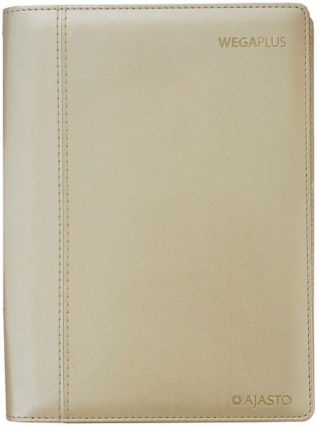 Pöytäkalenteri Wega Plus 2026 Kulta, 148x210mm tekonahkakannet