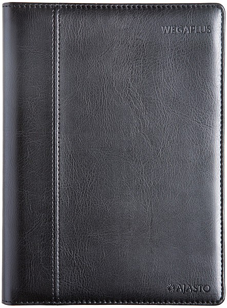 Pöytäkalenteri Wega Plus 2026 Musta, 148x210mm tekonahkakannet
