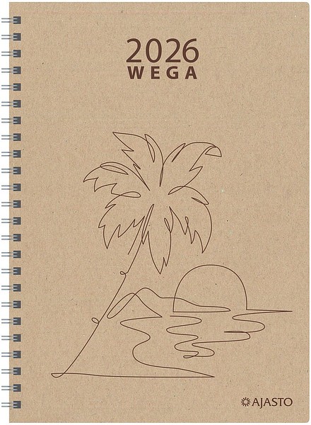 Pöytäkalenteri Wega EKO 2026 Beige, 148x210mm kartonkikannet