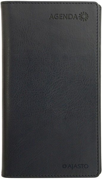 Pocket calendar Agenda 2026 black, 85x162mm vegan leather