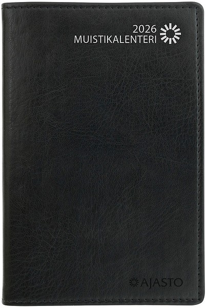 Fickkalender Muistikalender 2026 svart, 82x128mm konstläderpärm