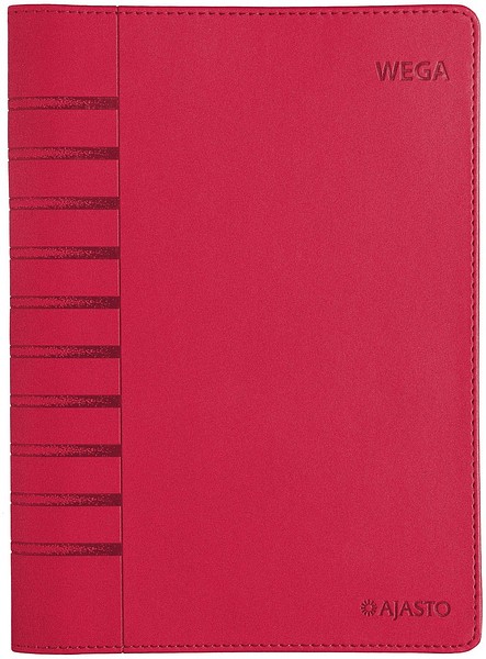 Pöytäkalenteri Wega 2026 punainen 148x210mm tekonahkakannet