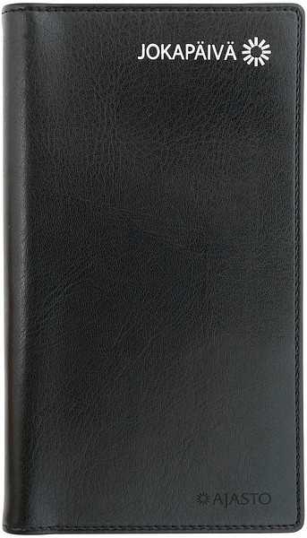 Pocket calendar Jokapäivä 2026 black, 85x162mm vegan leather