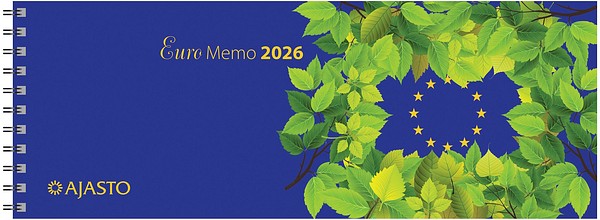 Pöytäkalenteri Euro Memo 2026 255x95mm sininen pöytäkalenteri