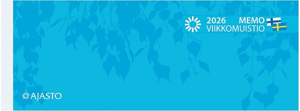 Memo viikkomuistio 2026 sininen 255x95mm pöytäkalenteri