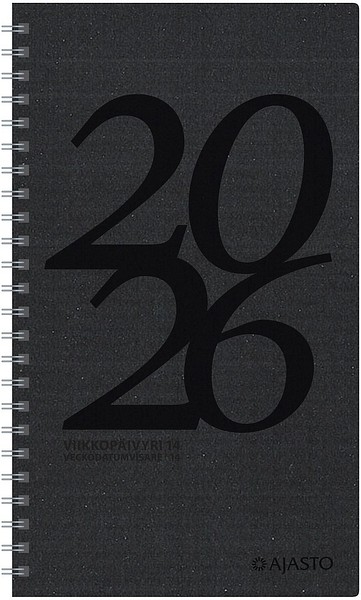 Viikkopäivyri 14 EKO 2026 musta Pöytäkalenteri 120x210mm