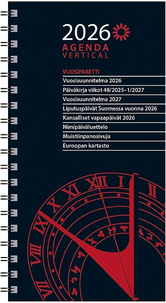 Taskukalenteri Agenda-vuosipaketti 2026, 85x162mm, kierresidottu
