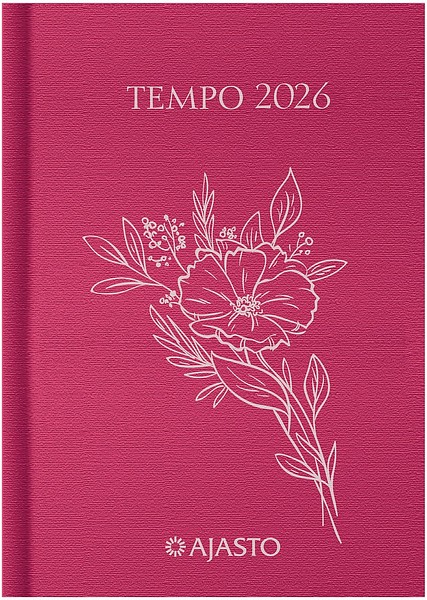Taskukalenteri Tempo 2026 Vadelma, 105x148mm kangaskannet