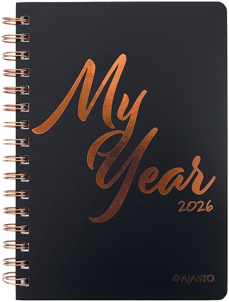 Pöytäkalenteri My Year 2026 Musta, 148x210mm parikierresidottu