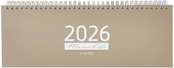 Pöytäkalenteri Memo Life 2026 Beige, 297x105mm