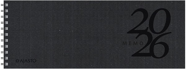 Memo EKO viikkomuistio 2026 musta 255x95mm pöytäkalenteri