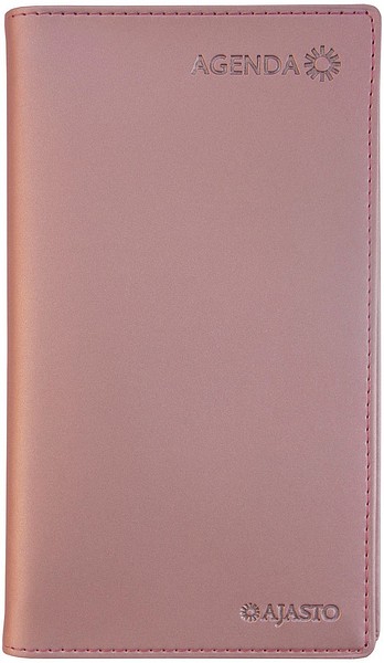 Taskukalenteri Agenda 2026 Ruusukulta 85x162mm tekonahkakannet