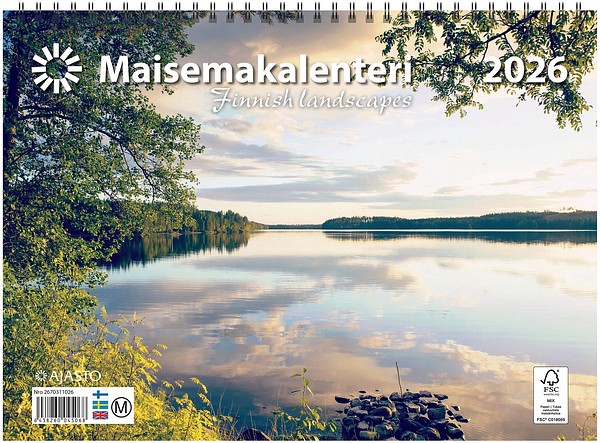Seinäkalenteri Maisemakalenteri 2026, 290x210mm avattuna 290x420mm