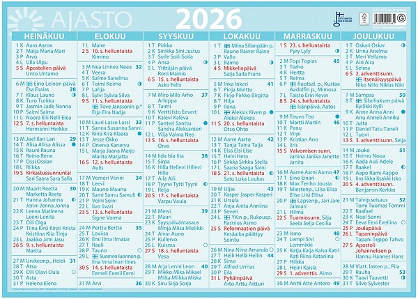 Seinäkalenteri Suuri seinäalmanakka 2026, 490x350mm kartonkia
