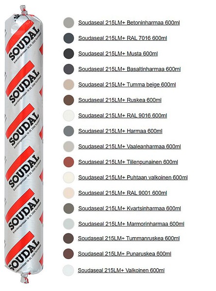 Soudal Soudaseal 215LM+ musta 169168 saumausmassa 600ml 12kpl/ltk