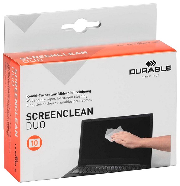 Durable SCREENCLEAN DUO 10 Kostea + kuiva näytönpuhdistusliina