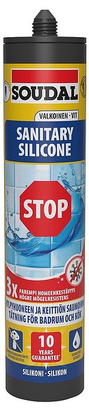 Soudal Silicone STOP valk. 290ml 172825 saniteettisilikoni12 kpl/ltk