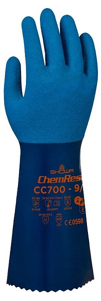 Viiltokäsine SHOWA CC700, 7/S NBR, pit. 350mm, viilto E, EN374