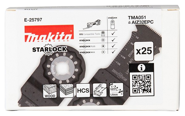 Sahanterä 32mm 25kpl/pkt TMA051 Makita E-25797 starlock