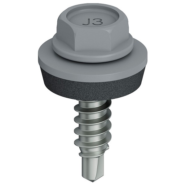 Sdr screw JT3-2H-4,8x19-E14 RAL9006 Drill point A2 SW8 washer A2 paint