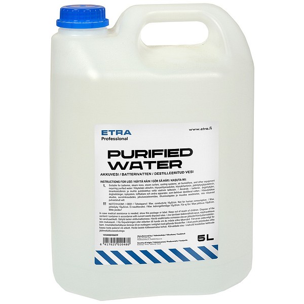 Etra Batterivatten 5L dunk demineraliserat vatten 108 st/pall