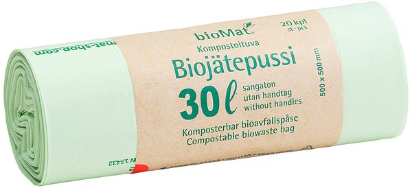 Kompostbar biopåse BIOMAT 30L 500x500mm, 20st./rll, 30rll/låda