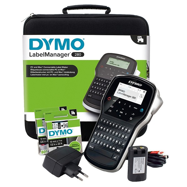 Dymo LM 280 Label printer QWERTY Kitcase carry case + supplies