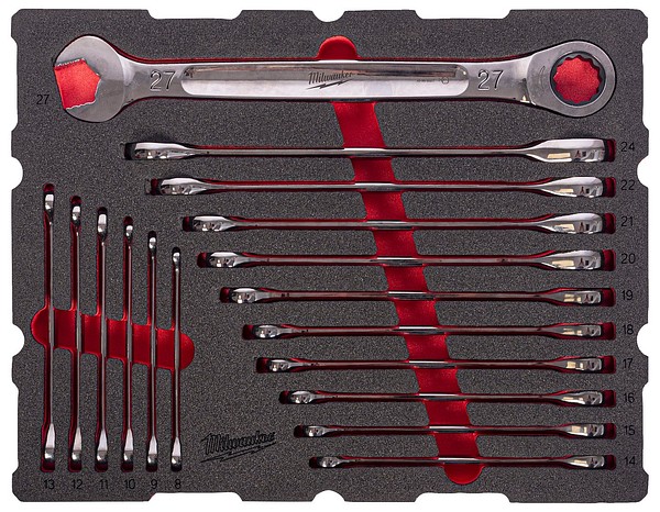 Spärrnyckelsats skum 17DEL Milwaukee 4932501872