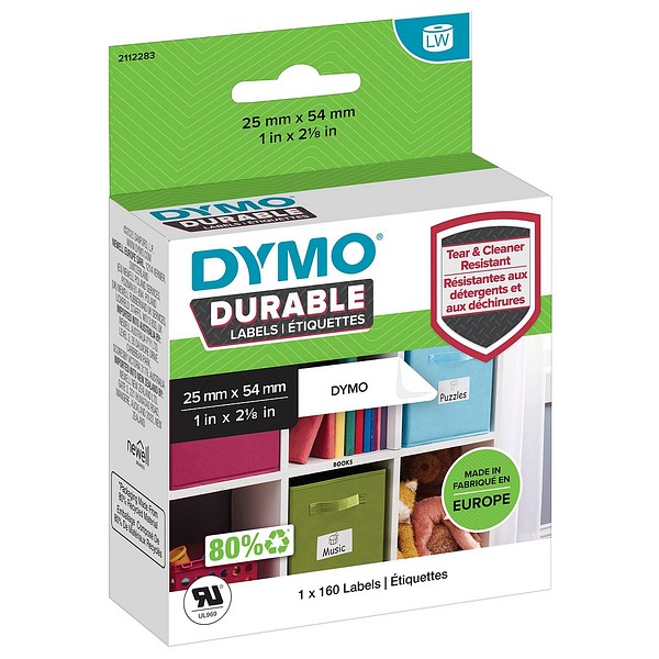 Dymo LW PP label 25mmx54mm 1roll/pkg 160pcs/roll permanent ad.