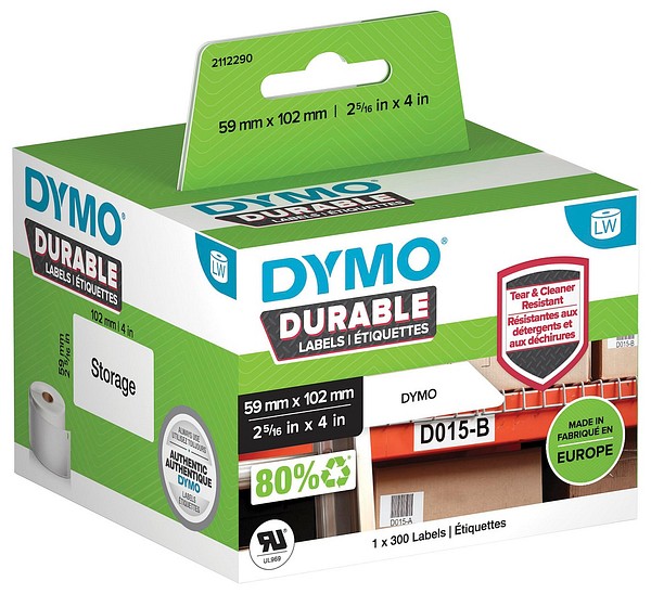 Dymo LW PP label 59x102mm 1roll/pkg 300pcs/roll permanent ad.