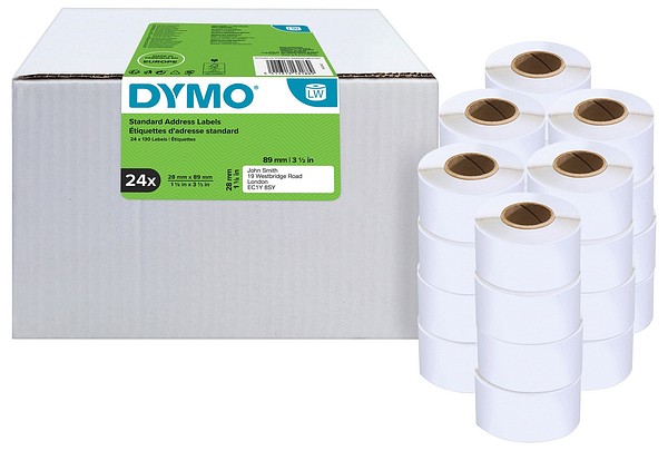 Dymo LW paper label 28mmx89mm 24roll/pkg 130pcs/roll white