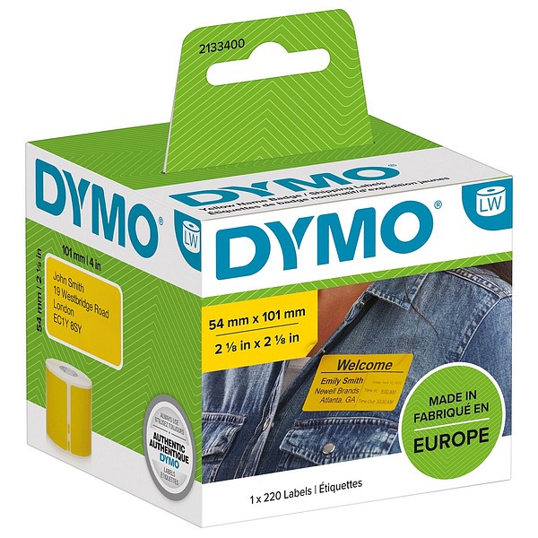 Dymo LW paper label 54mmx101mm 1roll/pkg 220pcs/roll yellow