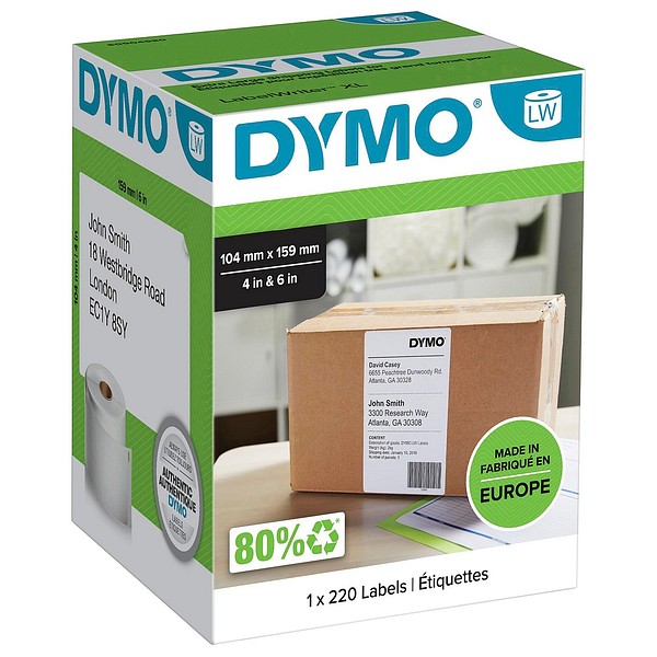 Dymo LW paper label 104mmx159mm 1roll/pkg 220pcs/roll white