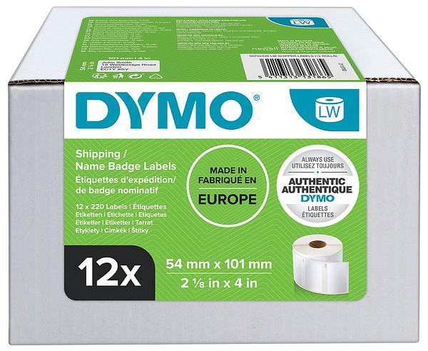 Dymo LW paper label 54mmx101mm 6roll/pkg 220pcs/roll white