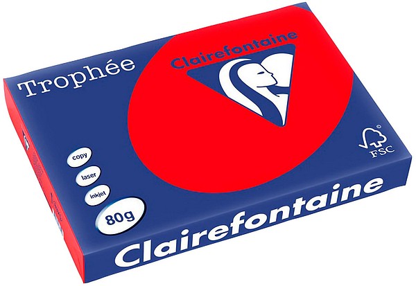 Kopieringspapper A4 80 G djupröd 500 ark = 1 ris = 1 st