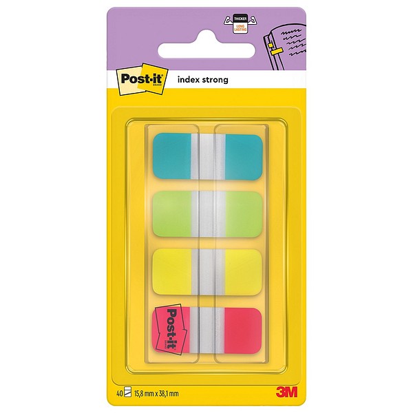 Post-it Index strong tejpmarkering 15,8mm x 38,1mm 40st/förp 4 färger