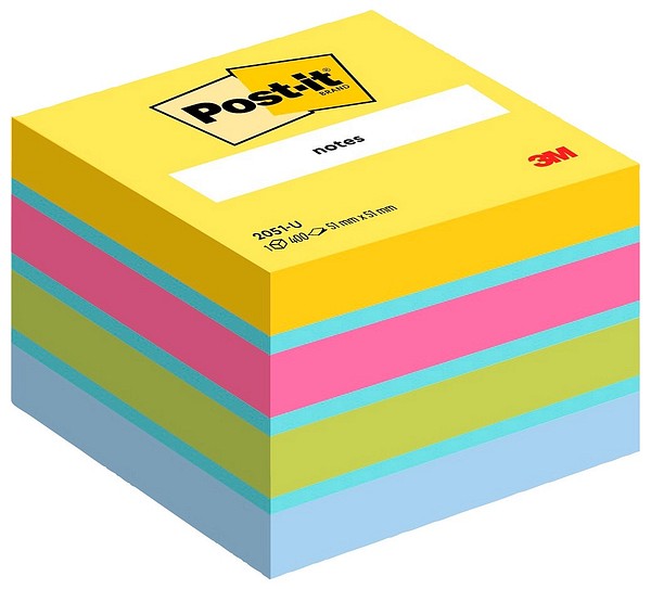 Post-it lapp 51 mm x 51 mm 400st/nyp, 1 nyp/förp Ultrafärger
