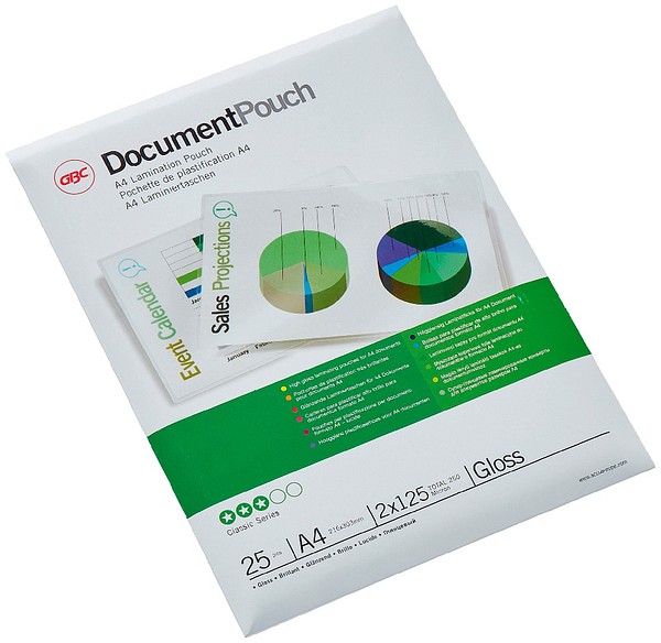 Laminating pouch GBC A4 125my/25pcs clear, 216mmx303mm